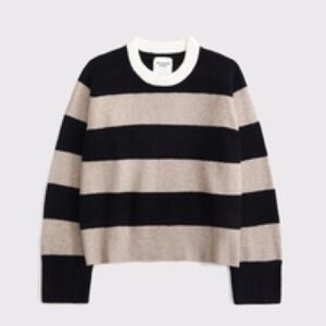 NWT! A&F Madeline crew neck sweater black and brown stripe sz Small